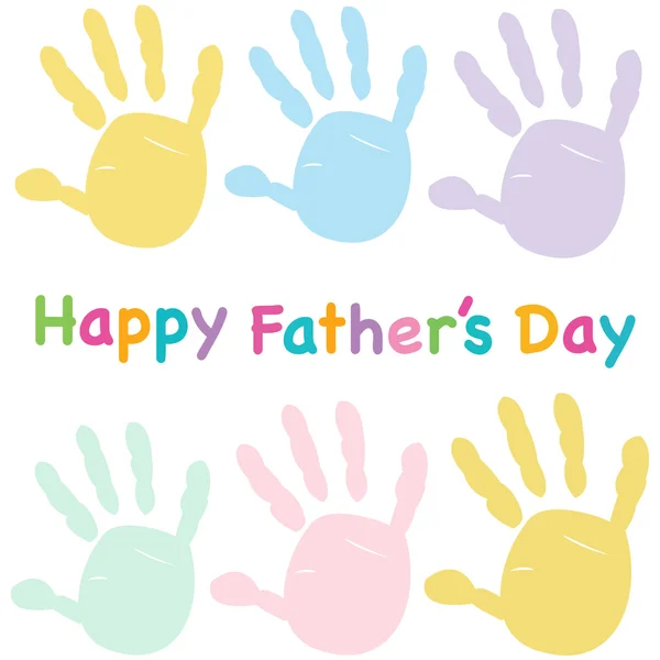 Happy Father's day kids colorful handprint greeting card — Stock Vector