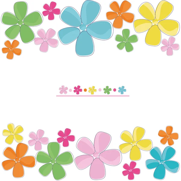 Cute colorful flowers greeting card — Stock Vector