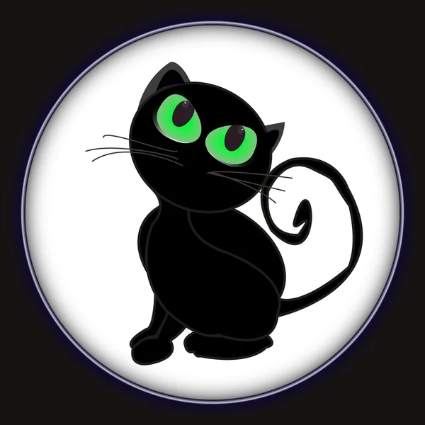 Gato negro ojos brillante fondo — Vector de stock