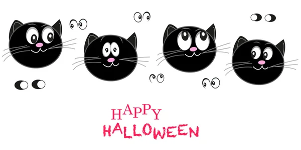 Tarjeta de felicitación Halloween fondo gatos — Vector de stock