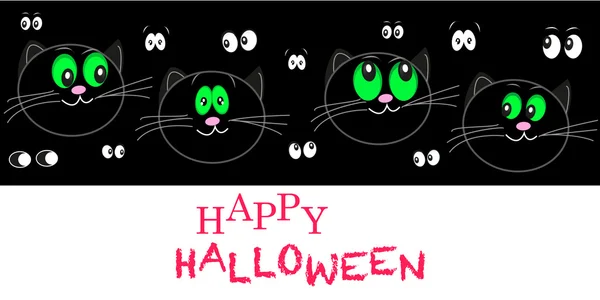 Tarjeta de felicitación Halloween fondo gatos — Vector de stock