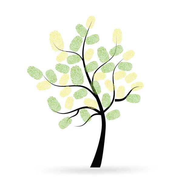 Tree with green finger prints vector — Stock Vector