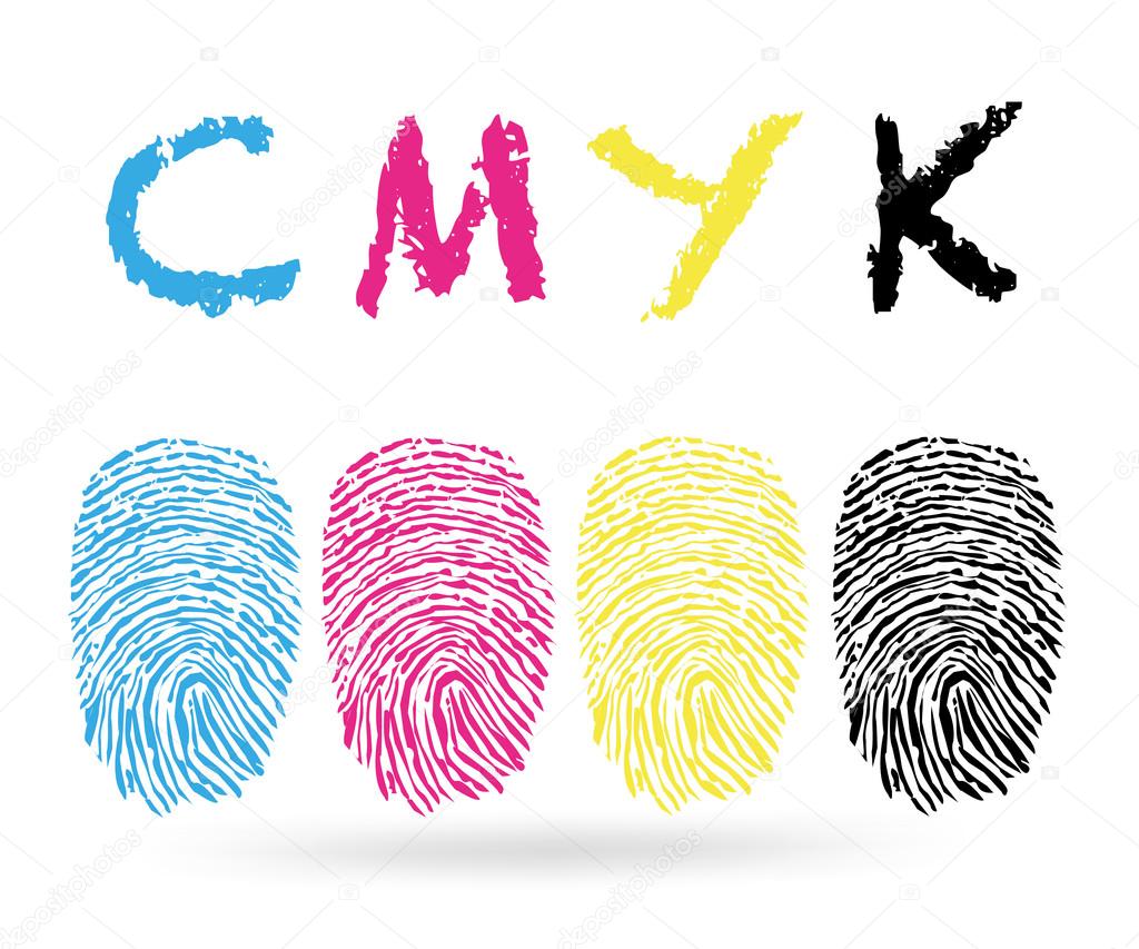 Cmyk colors with finger prints vector