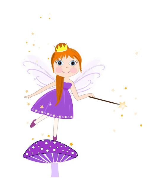Beautiful purple fairy girl vector background — Stock Vector