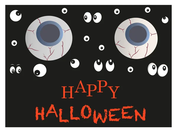 Brillante miedo ojos halloween tarjeta de felicitación vector — Vector de stock