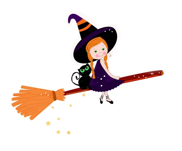Kediler mutlu halloween arka plan vektör ile sevimli cadı