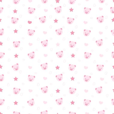 Kalpleri ve yıldızları olan sevimli bir oyuncak ayı. Kusursuz kumaş dizaynı. Vektör illüstrasyonu