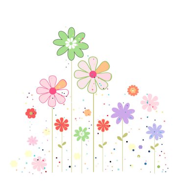 Decorative colorful flowers spring time background. Vector illustration