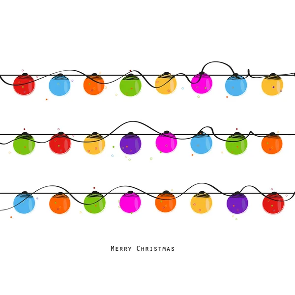 Navidad bombillas feliz año nuevo tarjeta de felicitación vector — Vector de stock