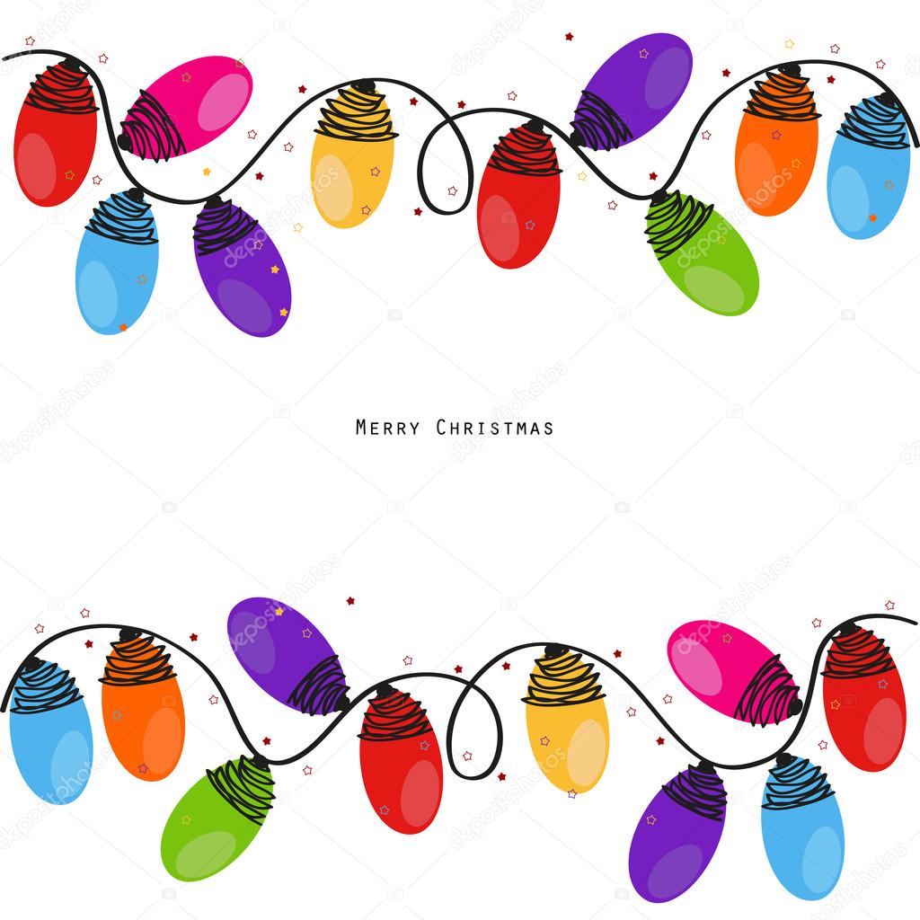 Colorful Christmas light bulb new year greeting card vector