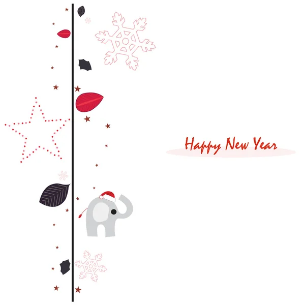 New year greeting card with elephant and stars vector background — Stock Vector