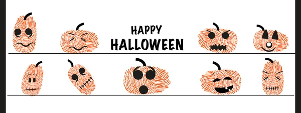 Забавная тыква на Хэллоуин с векторными отпечатками пальцев — стоковый вектор