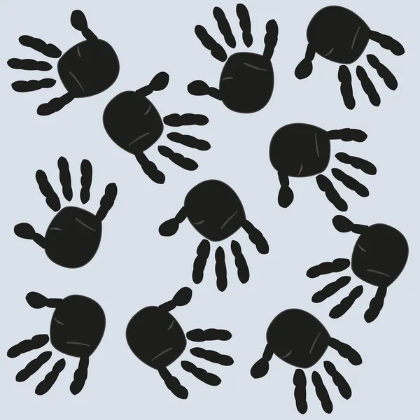 Black hand prints vector background — Stock Vector