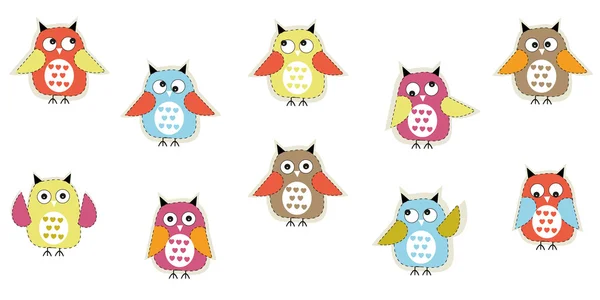 Colorful vector background cute owl — Stock Vector