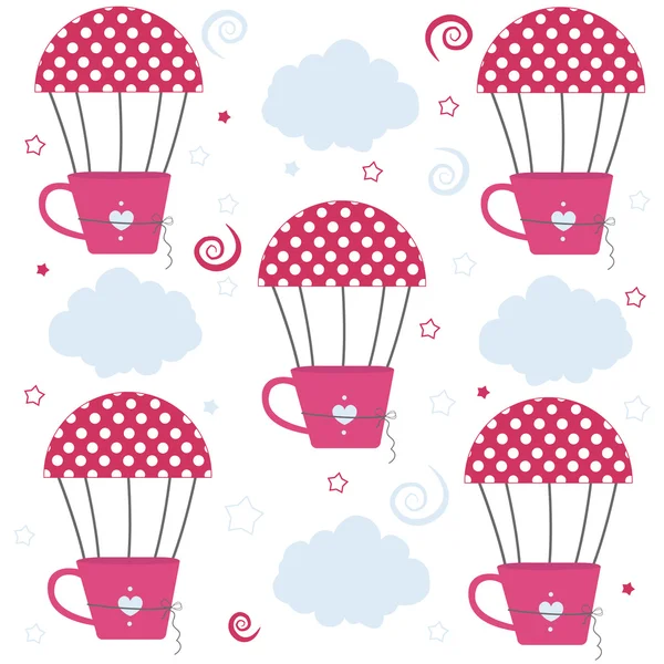 Coffee cup with balloon pattern vector background — Stock Vector