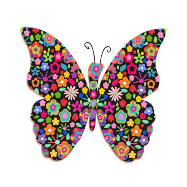 Kelebek ile sping renkli vektör çiçek