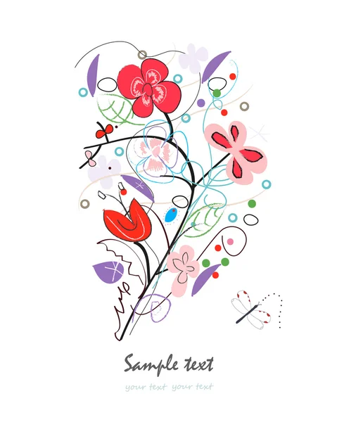 Abstrato floral doodle cartão decorativo —  Vetores de Stock