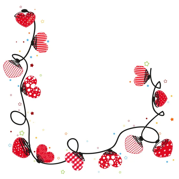 Kalpler Sevgililer günü doodle kalpler sınır tasarım vektör arka plan — Stok Vektör