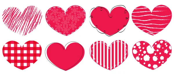 Glad Alla hjärtans dag kort doodle hjärtan vektor bakgrund — Stock vektor