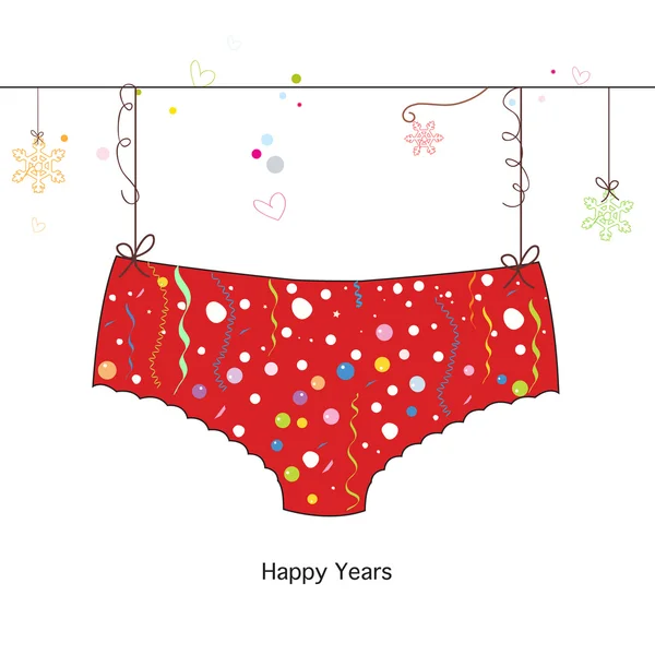 Veselé Vánoce, závěsné červené kalhotky vektor šťastných let přání — Stockový vektor