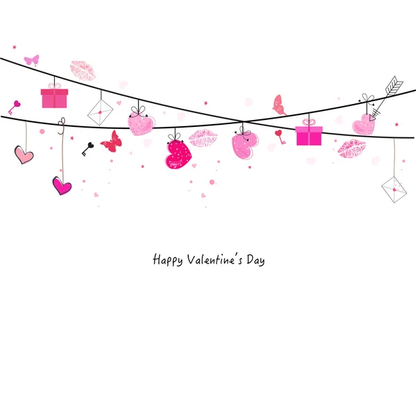 Valentine day greeting card with love icon vector background — Stock Vector