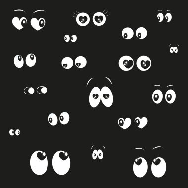 Kalpler vektör arka plan koyu renk gözleri parlayan