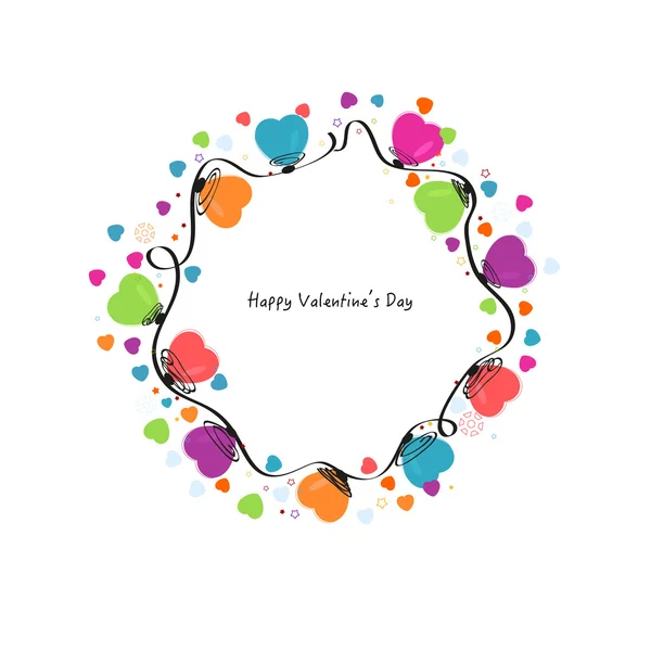 Kreis Valentinstag Bunt Herzen Vektor Grußkarte Hintergrund — Stockfoto