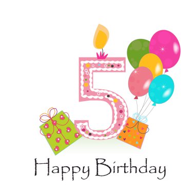 Mutlu beşinci doğum günü kartı vektör arka plan