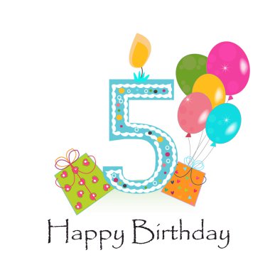 Mutlu beşinci doğum günü kartı vektör