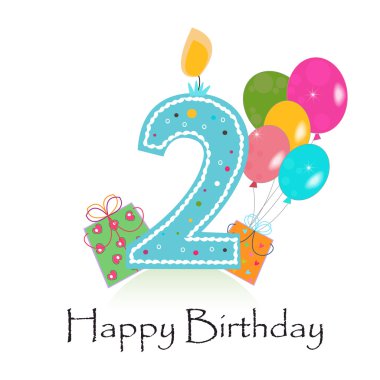Mutlu ikinci doğum günü kartı vektör