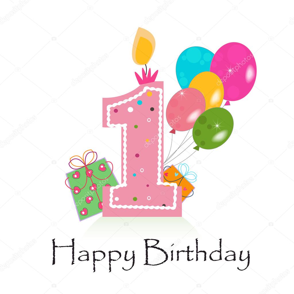 Happy first birthday card vector Stock Vector by ©gulsengunel 96028332