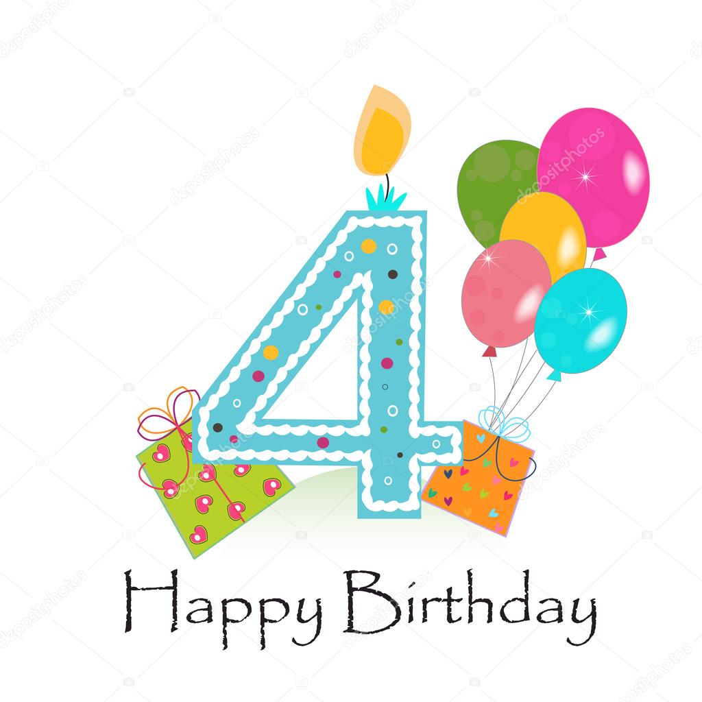 Download Happy fourth birthday card vector background vector ...