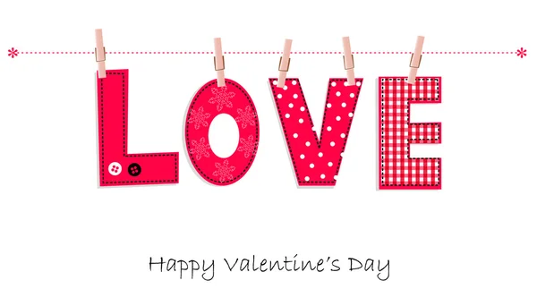 Happy Valentine's Day wenskaart opknoping liefde vector achtergrond schrijven — Stockvector