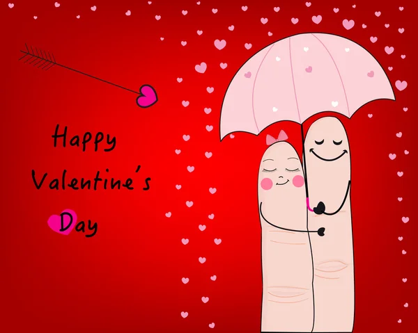 Couple Happy Valentine's day with love rain vector card — Stock Vector