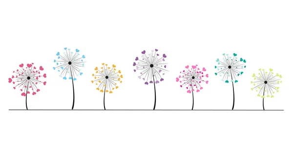 Colorful abstract love dandelion spring time banner background — Stock Vector