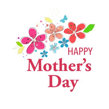 Mutlu Anneler Günü tebrik kartı renkli bahar çiçekleri ile vektör arka plan