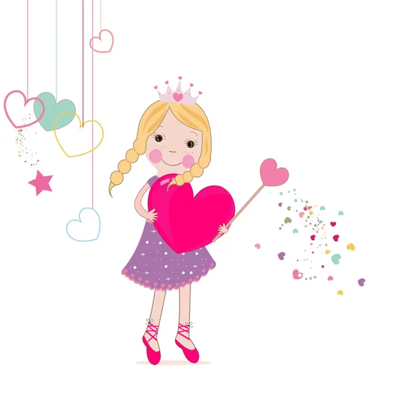 Liefde fairy houden hart vector achtergrond — Stockvector