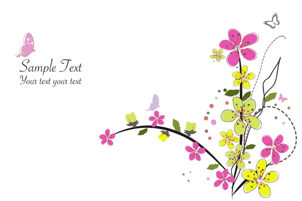 Printemps fleurs roses vecteur illustration bordure design fond — Image vectorielle