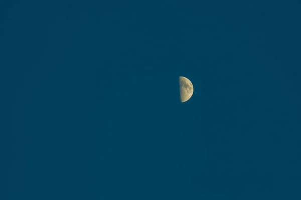 Moon First Quarter Blue Sky — Stock Photo, Image