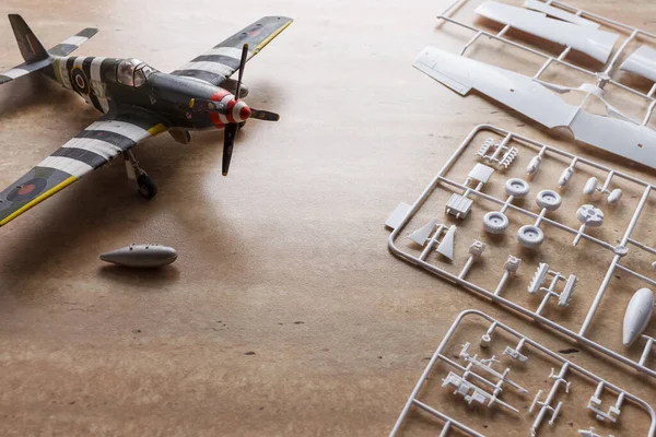 Modelo Escala Caça Avião Com Detalhes Kit Montagem Plástico — Fotografia de Stock