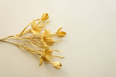 Çiçekler beyaz arka plandaki samandan yapılır. Boşluğu kopyala 