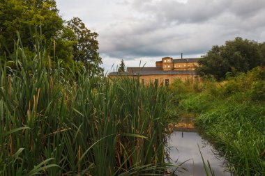 Fırtınadan önce parkta küçük bir nehir.