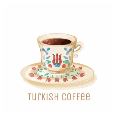 Laleli bir fincan kahve.