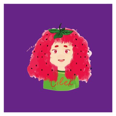 Yapraklı küçük kız çizimi