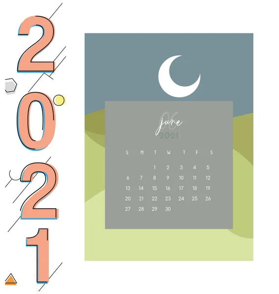 Calendário Para 2021 Com Fundo — Vetor de Stock