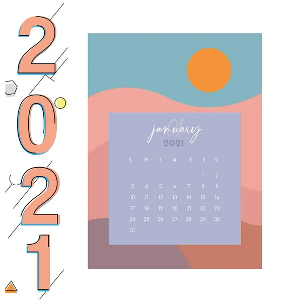 Календарь 2021 Год Фоне — стоковый вектор