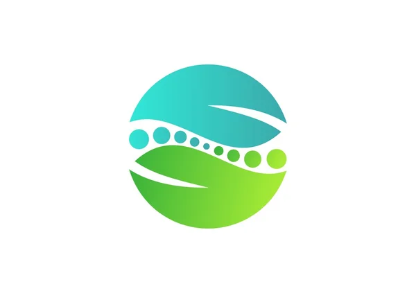 Circle leaves logo, ecology symbol, spa icon vector design — Stock Vector