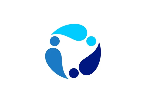 Omloop blauwe waterdruppels logo, cirkel splash logo symbool pictogram vector design — Stockvector