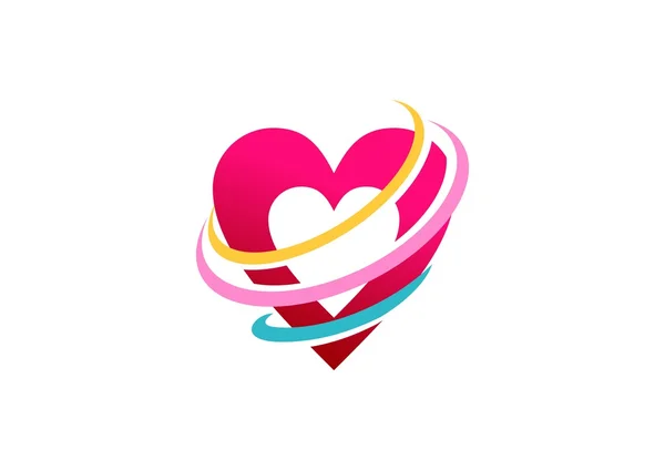 Logotipo da forma do coração da elegância, projeto do vetor do ícone do símbolo do sinal do amor da beleza —  Vetores de Stock