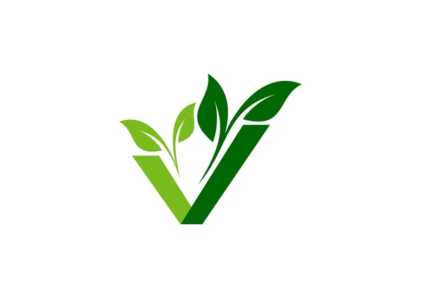 Vegano, planta, ecología logo, verde vegetal natural logotipo signo símbolo icono vector diseño — Archivo Imágenes Vectoriales